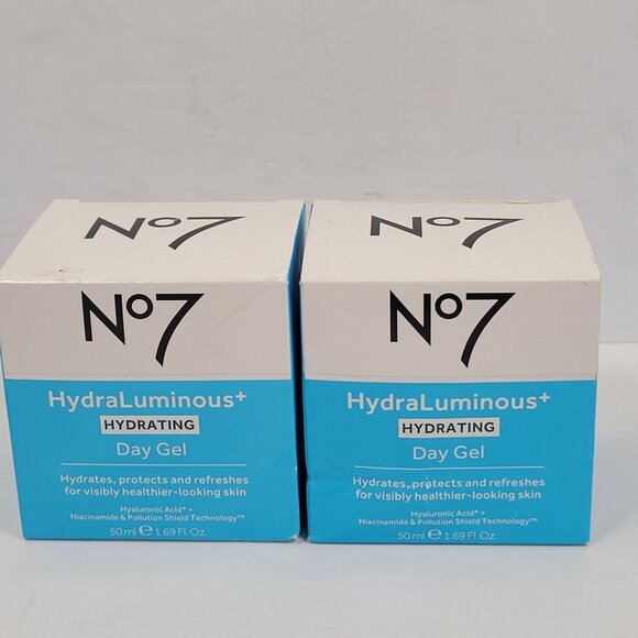 No7 HydraLuminous+ Hydrating Day Gel 50ml Set of 2 NIB - Picture 1 of 5